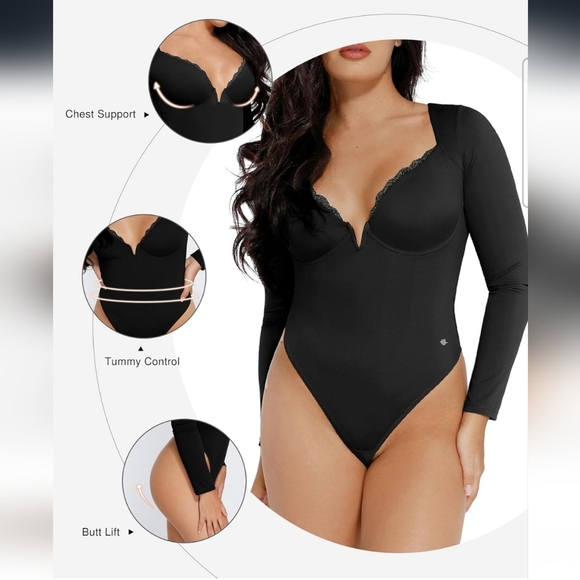 Elegant Black Long Sleeve Bodysuit - Picture 3 of 11